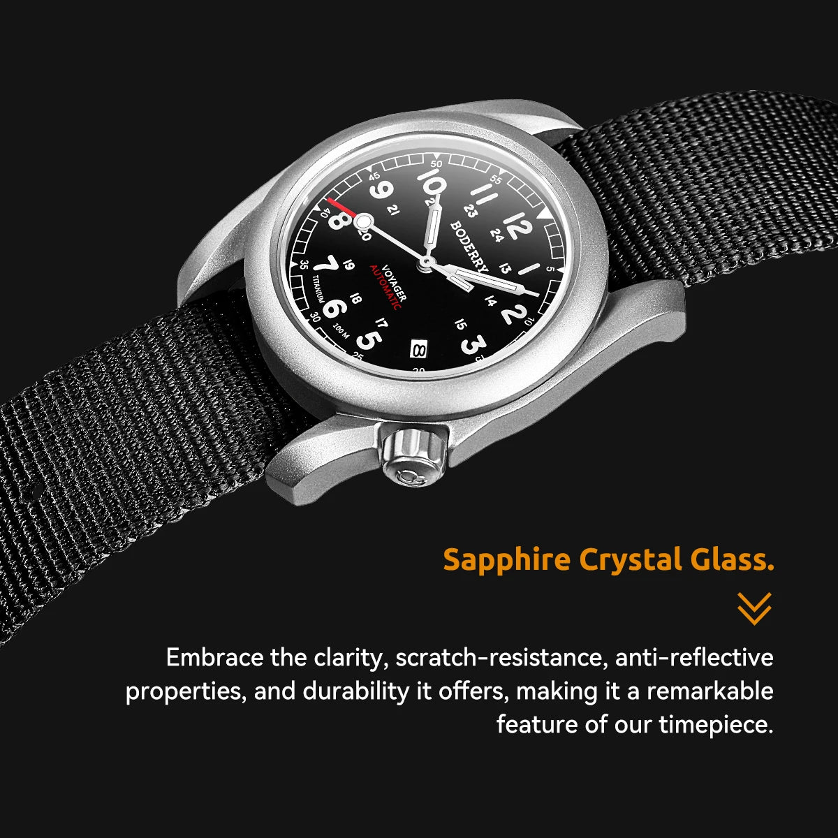 Boderry Field Watch VOYAGER Men's Watches 100M Waterproof Titanium Automatic Luminous For Seiko Movement Wristwatch