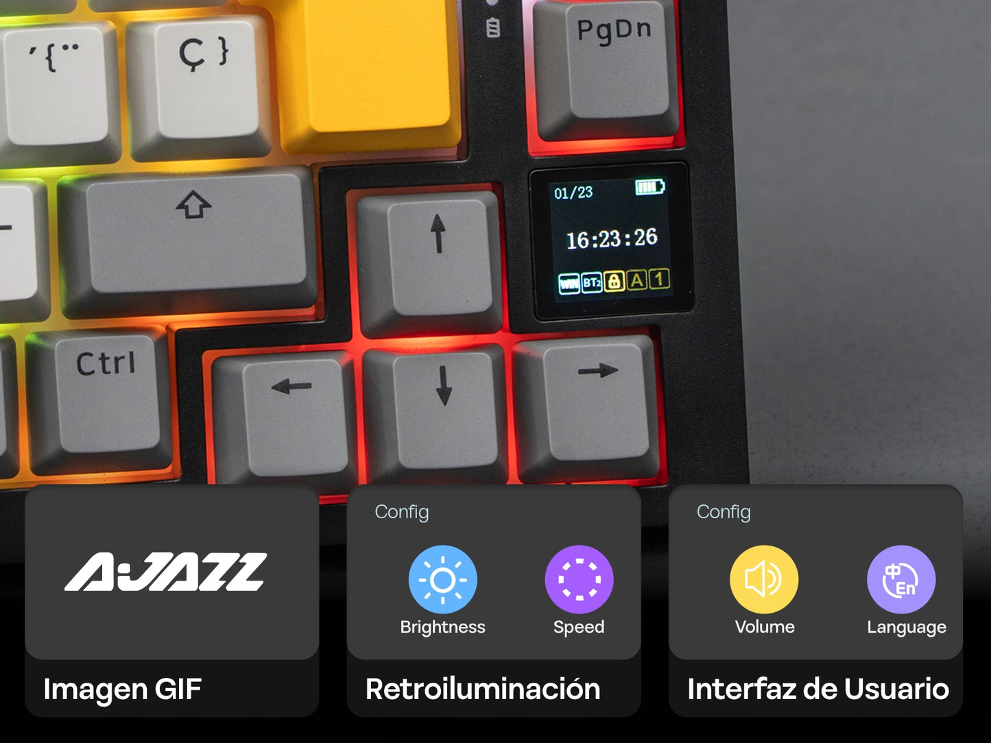 Layout ISO-ES EPOMAKER X AJAZZ AK820 PRO 75% spagnolo, tastiera meccanica cablata/2.4GHz/BT con schermo e manopola per PC/Mac