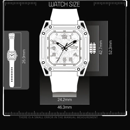 NORTH EDGE Men's Mechanical Watches Stainless Steel Skeleton Automatic Watch For Men Waterproof 100M Seagull's Movement Space X