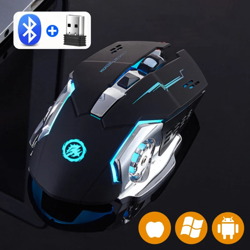 2.4G Bluetooth Wireless Rechargeable Mouse Gaming Mouse For Laptop RGB Backlight E-Sports Mechanical Mouse For PC Computer Gamer