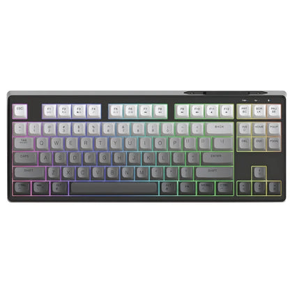 Teclado Gaming Sem Fios Free Wolf M87 75% - Switches Silenciosos, Retroiluminação Rainbow, BT/2.4G, Teclas PBT em Degradé, Design Compacto