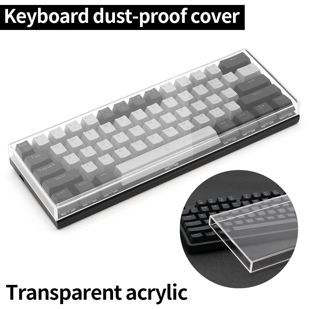 Funda protectora transparente de acrílico para teclado mecánico, cubierta antipolvo para teclado de 60/61/64 96 98 104/108 teclas, funda para ratón y teclado