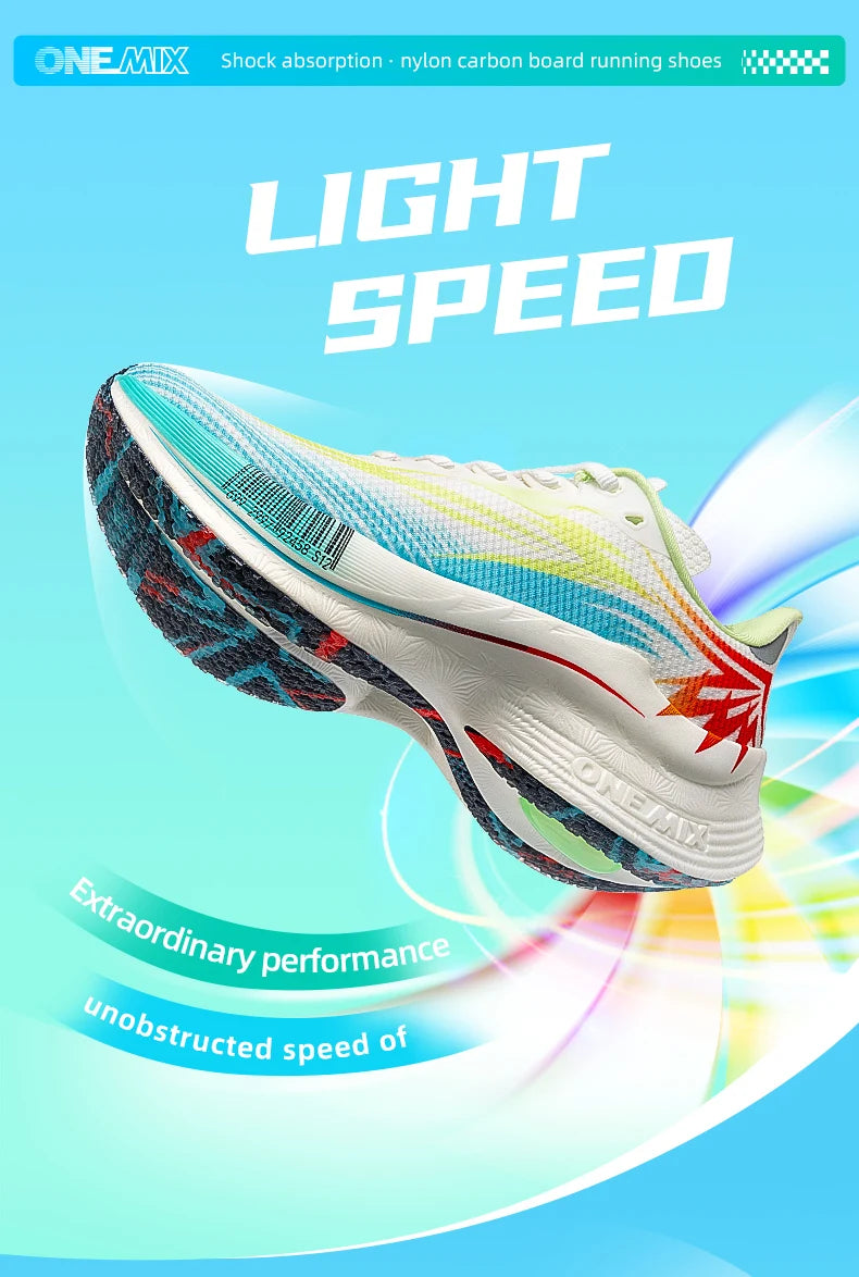 ONEMIX 2025 Sapatilhas de Corrida Desportivas para Homem e Mulher com Placa de Carbono, Respiráveis, Amortecimento, Antiderrapantes, PB, Leves e com Retorno de Energia