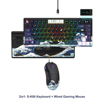 Teclado gamer Womier S-K80 con pantalla OLED a color, teclado mecánico gaming hot-swappable con montaje gasket y RGB personalizable