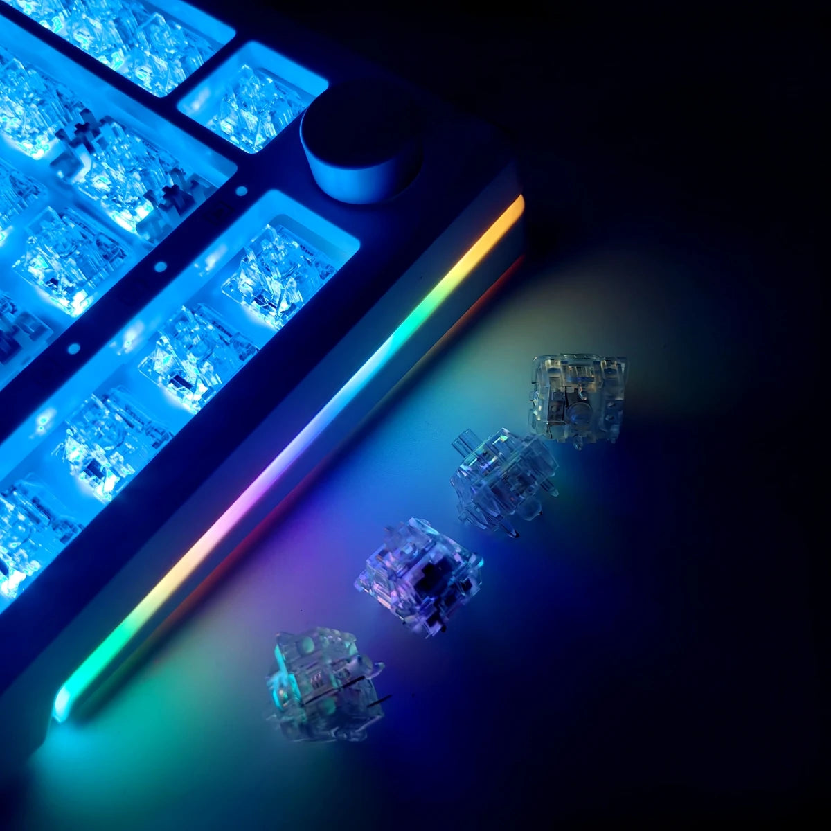 MAIMOOO KX75 75% Keyboard Kit Hotswap Transparent Full RGB Backlit 2.4GHz/Bluetooth Macro Custom DIY Mechanical Keyboard
