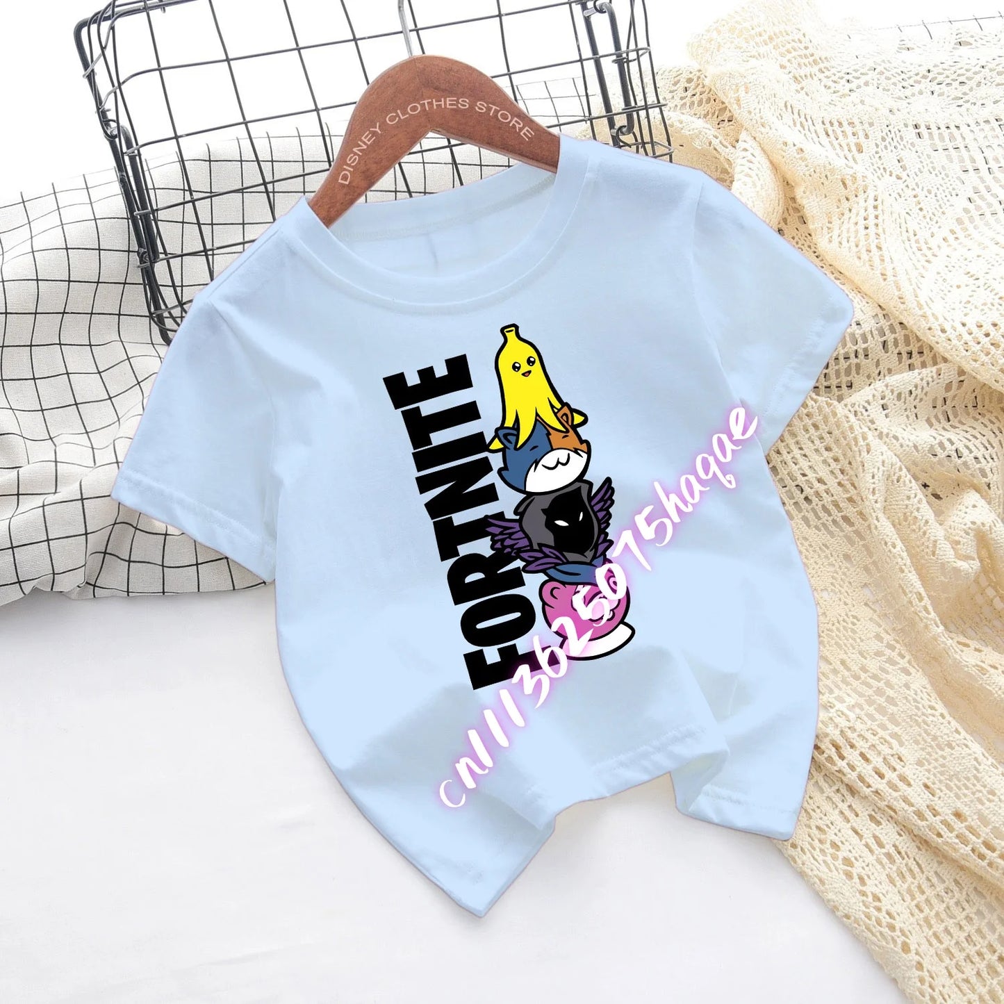 T-shirts de Criança Fortnite com Estampado de Figuras Cartoon do Jogo Fortress Night, Tops de Manga Curta para Verão, Roupa para Rapazes e Raparigas