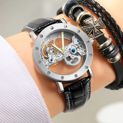 2026 Top Brand Luxury Steel Skeleton Tourbillon Automatic Watch Men's Leather Mechanical Waterproof Luminous Elegant Wrist Clock