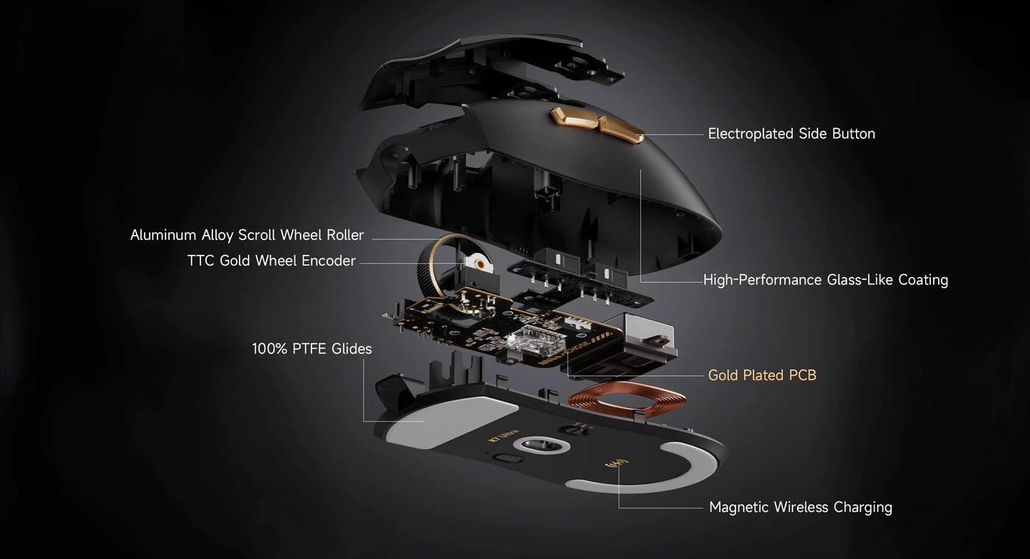 Rato Gaming Sem Fios MCHOSE K7 Ultra PAW3950 com Dupla Taxa de Polling 8K, Base de Carregamento Sem Fios Magnética Leve, Esports e Escritório