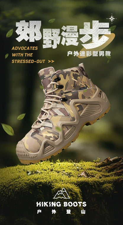 Anti Slip and Wear-resistant Hiking Shoes Comfortable Desert Work Boots Autumn Winter Platform and Ankle Boots, Men's Snow Boots