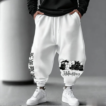 Calças de fato de treino largas para homem Jujutsu Kaisen, estilo casual, com estampado de anime japonês, streetwear gráfico, calças hip hop, roupa Y2K