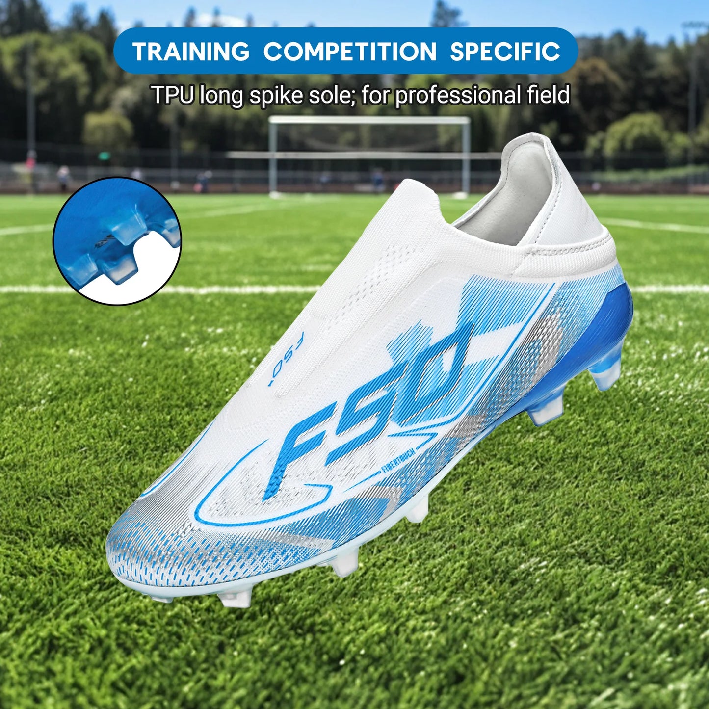Anti-Slip AG/FG Soccer Boots, TPU Shock Absorption Sole, Durable PU Fabric Upper, Teen Boys and Girls Professional Field Sneakers