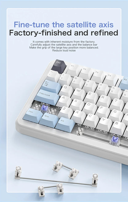 75% Hot Swap Gaming Keyboard Wireless FREEWOL F75 RGB Mechanical Keyboard with Metal Knobs AULA F75 Same Model, Tri-Mode, 4000 mAh
