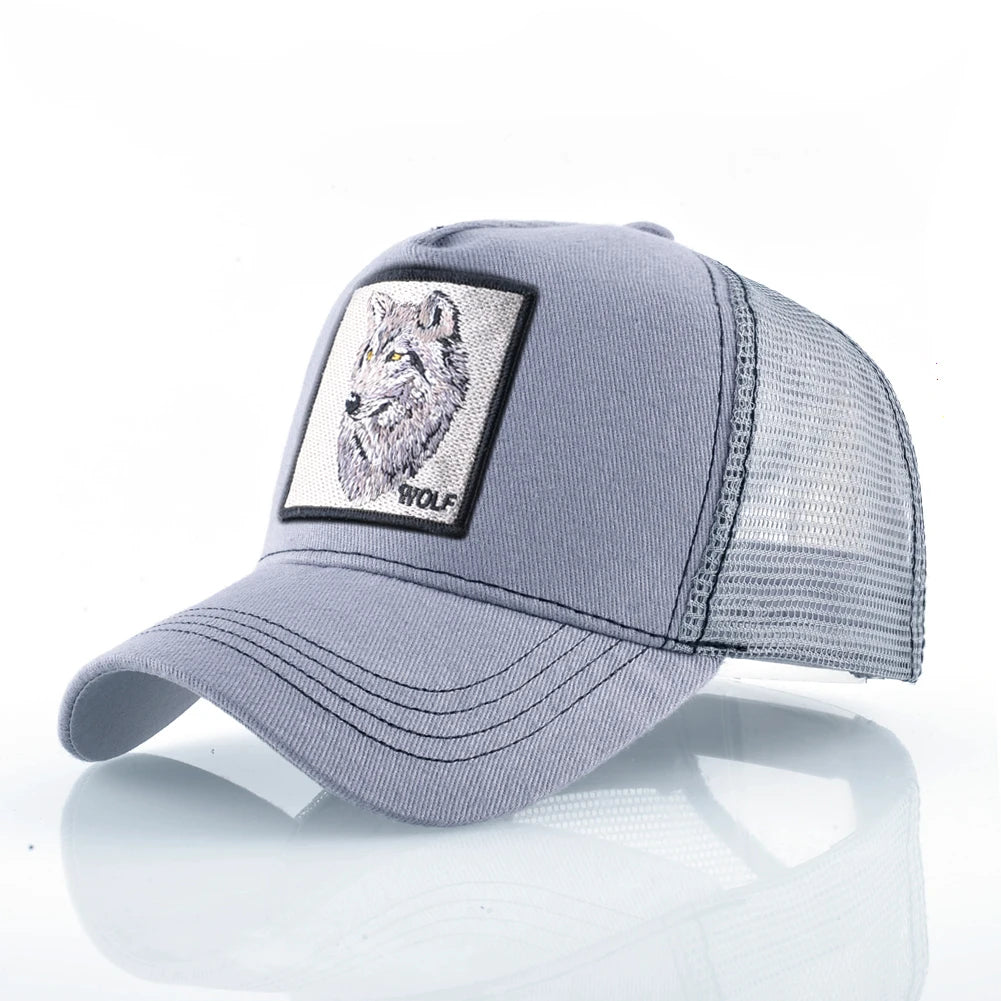 Modebaseballkasket med broderet ulve-patch, snapback, hiphop-trucker-kasket, til mænd og kvinder, udendørs, åndbar kasket med skygge