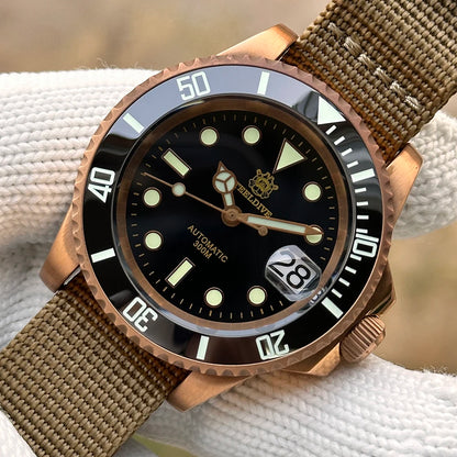 STEELDIVE Brand SD1953S Solid Bronze 41mm 30ATM Waterproof Sapphire Glass Super Luminous  NH35 Automatic Mens Dive Watch