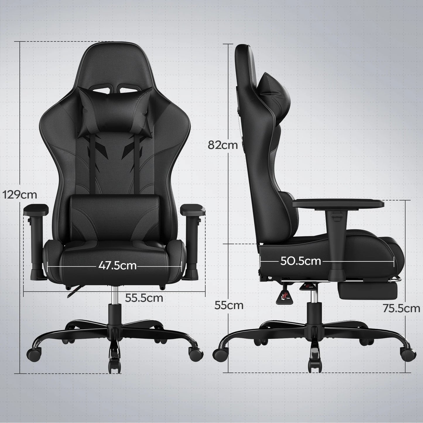HOMALL Ergonomic Gaming Chair PU Leather Office Chair with Adjustable Armrest, Reclining Swivel Computer Chair for Gaming & Work