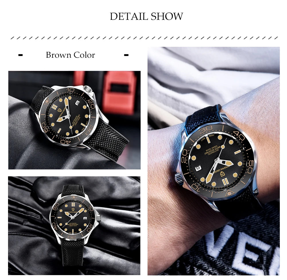 PAGANI DESIGN Men's Watches Mechanical Automatic Watch Sport Ceramic Bezel Luminous Stainless Steel Waterproof Top Watch for Men