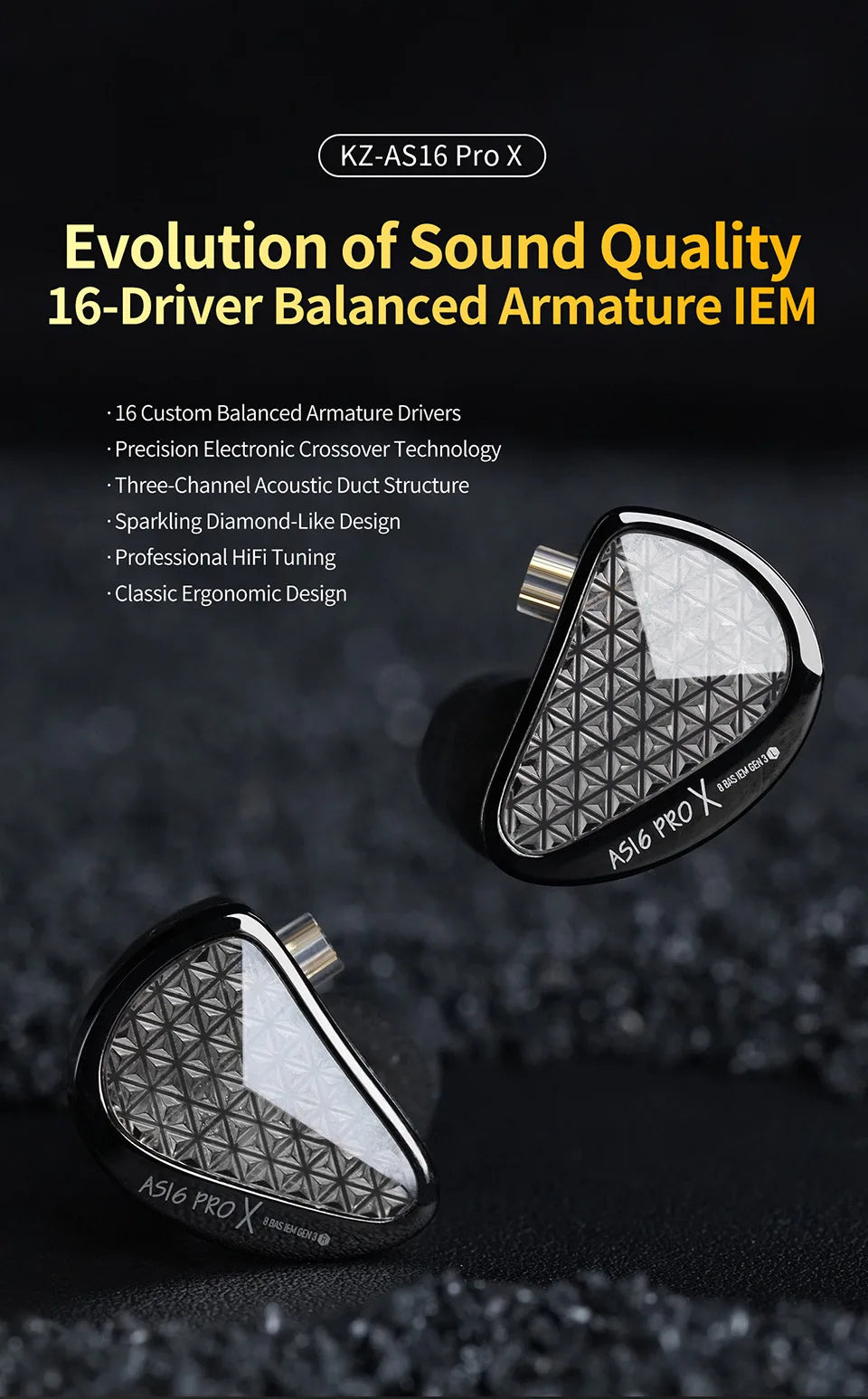 Auriculares intrauditivos KZ AS16 PRO X HiFi In-Ear Monitor – auriculares con cable con micrófono y 8 drivers de armadura balanceada