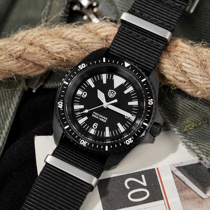 Reloj para hombre Watchdives WD1980 V3 38mm Vintage VH31 Ronda 515 con movimiento de cuarzo, segundero continuo, luminoso y cristal de zafiro