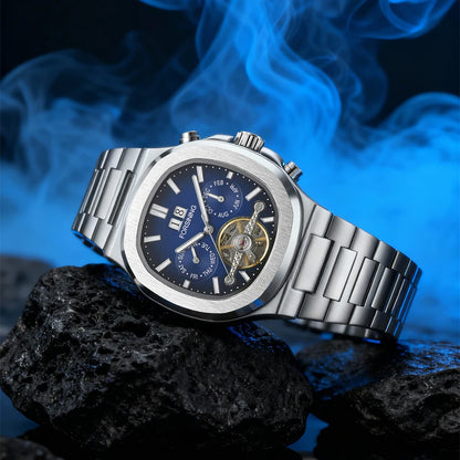 Forsining 481 Military Man Tourbillon Hands Watch Week Date Automatic Mechanical Watches Stainless Steel Clock Relogio Masculino