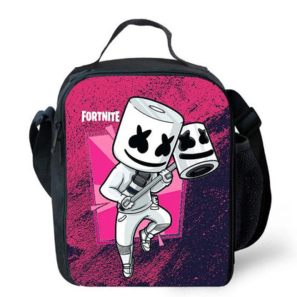 Fortnite Cartoon Lunch Bag, Portable Insulated Lunch Bag, Reusable Food Storage Bag, Suitable for Children and Students