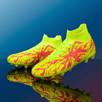 Chaussures de football pour adultes AG FG pour terrain ferme, crampons flexibles en PU à haute traction pour hommes, pour les matchs de football en extérieur et l'entraînement.