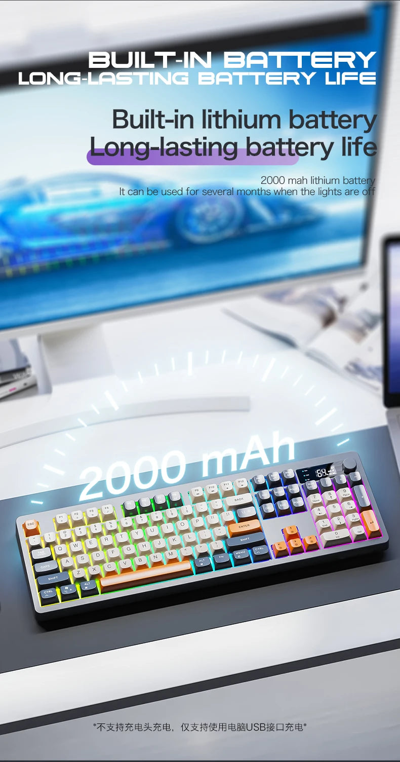 Teclado XUNFOX TK100 inalámbrico 2.4 Bluetooth de doble modo para gaming, silencioso, oficina y portátil, universal