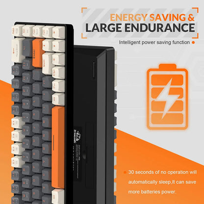 Teclado mecánico inalámbrico RK68 60%, Bluetooth 5.0/2.4GHz con receptor 2 en 1 de doble modo, teclado gaming de 68 teclas intercambiable en caliente