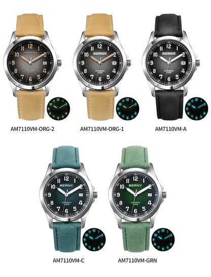 BERNY Automatic Watch Men ST2130 Luminous Mechanical Wristwatch Sapphire Waterproof 10ATM Top Brand Luxury Watch for Men