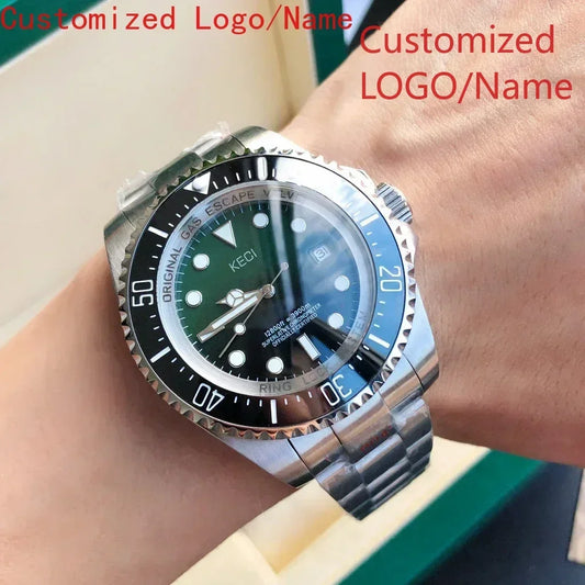 A11 Store Customized Watch  Mens Mechanical Automatic Watch Stainless Steel Deeps Luminous Black Blue Ceramic Sapphire