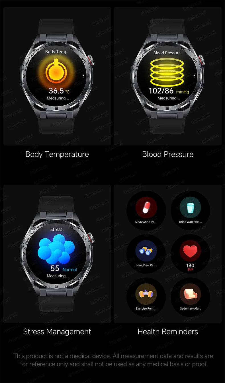 Smart Watch Men High-end Health Blood Pressure Blood Oxygen Lipids Uric Acid Sapphire Smart Watches Ai GPT Custom Dial ECG 2026