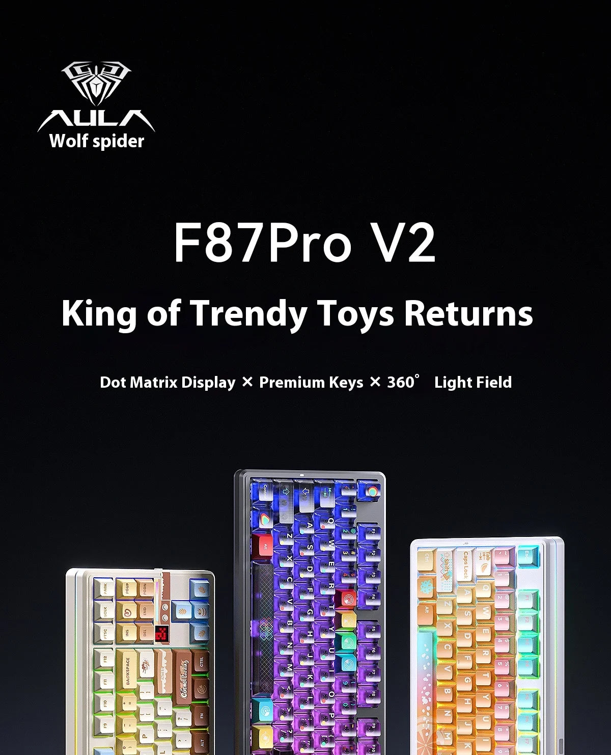 AULA F87 Pro V2 Mechanical Keyboard 3-modes Wireless 12000mAh Long Battery Life Hot-Swap RGB Custom E-Sports Keyboard PC Gaming
