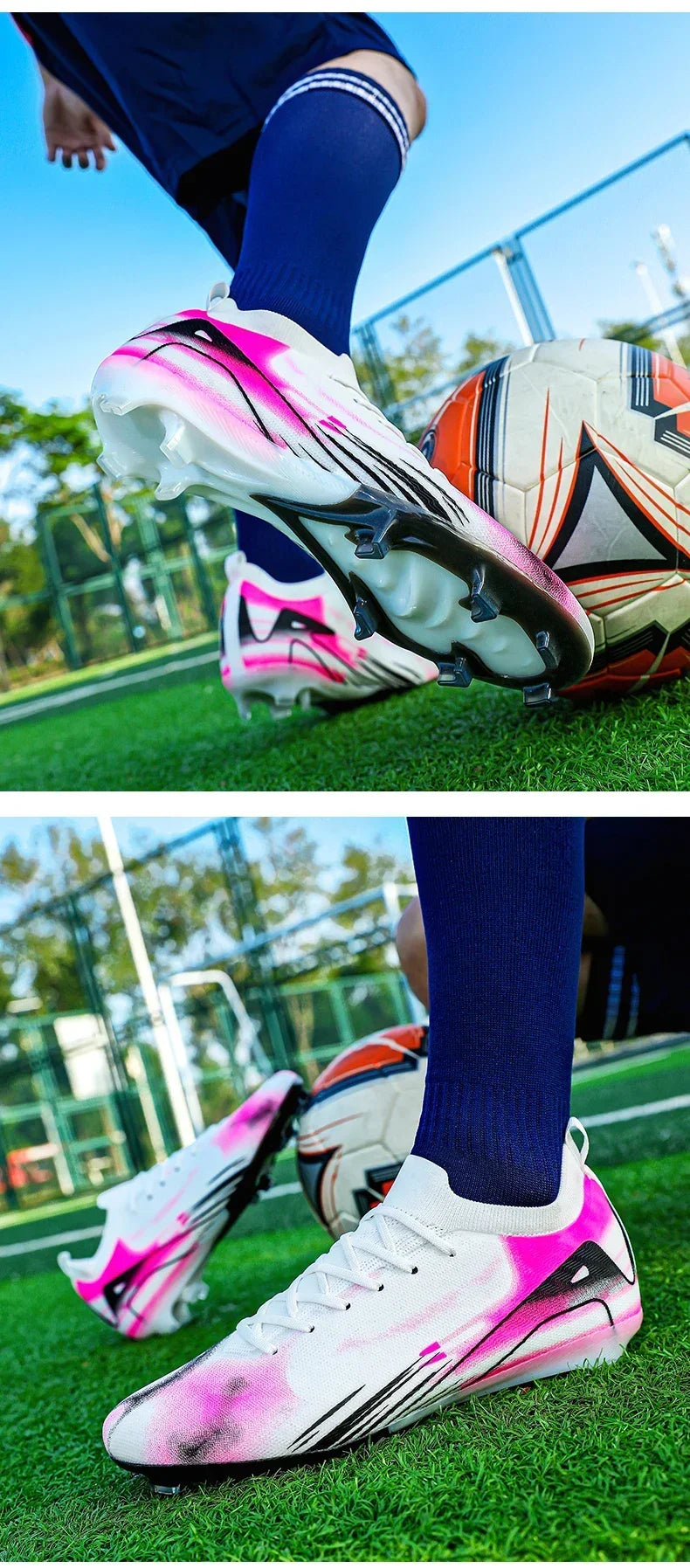 New Men's Football Boots Match Soccer Shoes FG Ultralight Drop Shipping Training Shoes Cleats Outdoor Soccer Non-Slip Long Spikes