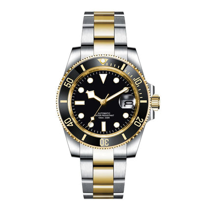 Custom logo NH35 MIYOTA 8215 Automatic Men Watch Luxury Diver Two Tone Gold 316L Stainless Steel Sapphire 10ATM Sterile  Sunburs