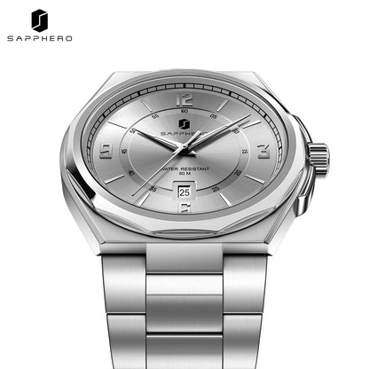 SAPPHERO Luxury Men's Watches Date Display Stainless Steel Watch Strap Men's Gifts Travel Essentials Waterproof Wristwatch