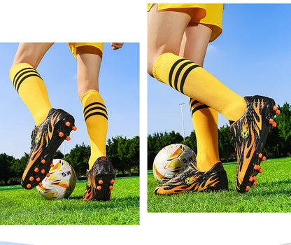 Chaussures de football professionnelles pour hommes, chaussures de sport pour jeunes, avec soutien de la cheville, crampons pour le football, chaussures de sport pour matchs en extérieur et entraînements, antidérapantes et