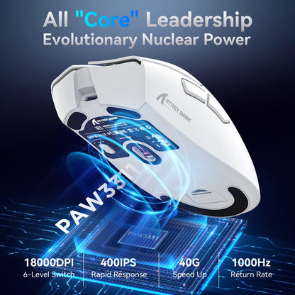 Rato sem fios Attack Shark R1 Bluetooth Gaming, rato viral avaliado por influencers, sensor PAW3311, taxa de atualização de 1000Hz