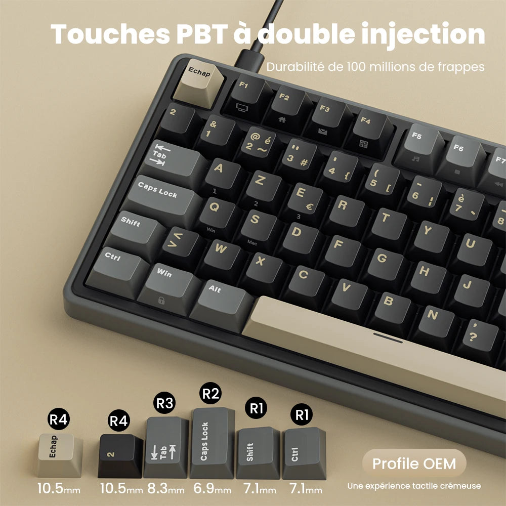 Teclado mecánico con cable RK ROYAL KLUDGE R98Pro Gasket, 98 teclas, RGB, hot-swappable, botón desmontable para gamers, keycaps PBT
