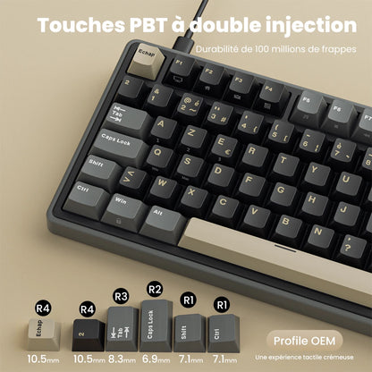 Teclado mecánico con cable RK ROYAL KLUDGE R98Pro Gasket, 98 teclas, RGB, hot-swappable, botón desmontable para gamers, keycaps PBT
