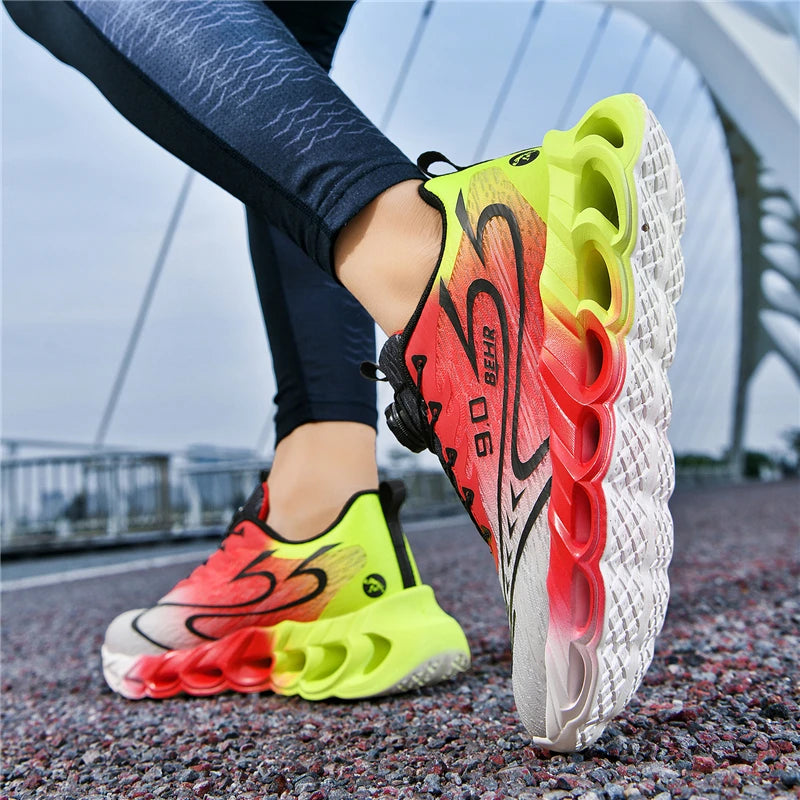 Unisex Sneakers Light Shock-absorbing Soft Soled Professional Running Training Shoes New Rotating Buckle Outdoor Running Shoes