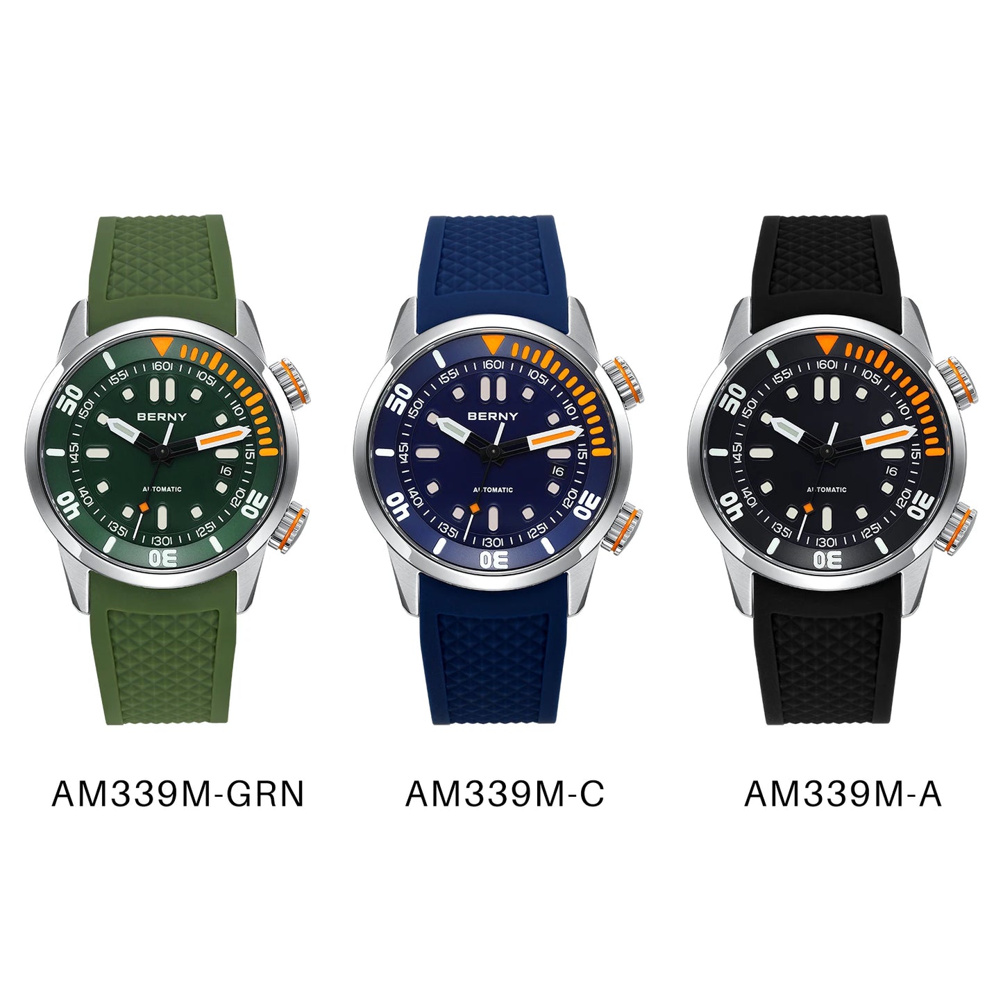 BERNY Automatic Professional Diving Watch for Men Super Luminous Scratch-resistant Sapphire Lens Top Mechanical Diver Watches