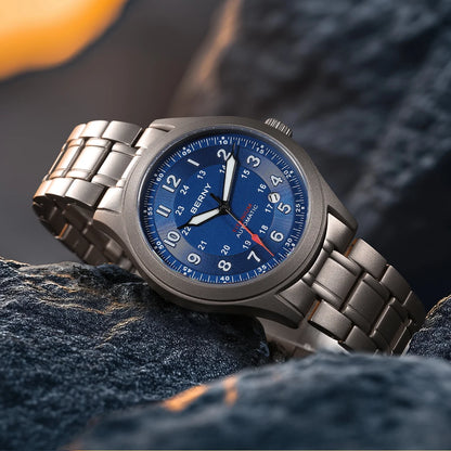 BERNY Titanium Automatic Men's Field Watches Date Sapphire Super Luminous Sports Easy Read Outdoor 10ATM Mechanical Watch