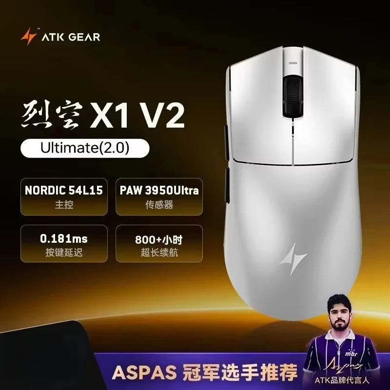 Mouse gaming wireless ATK Blazing Sky X1/X1V2 8K a bassa latenza, leggero per FPS, Liekong E-sports, accessori PC personalizzati