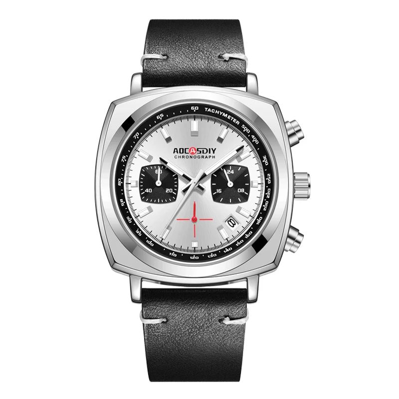 2026 New Square Watches for Men Multi-Functional Three-Eye Six-Pin Timing Waterproof Chronograph Quartz Watch Relogio Masculino
