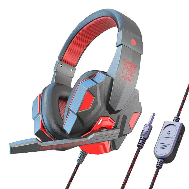 Auscultadores Gaming HOMEFISH SY830MV RGB com Microfone – Auscultadores Gaming Over-Ear com Fio para PC, PS5, Xbox e Nintendo Switch, Headset Esports Leve com Som Surround 3D