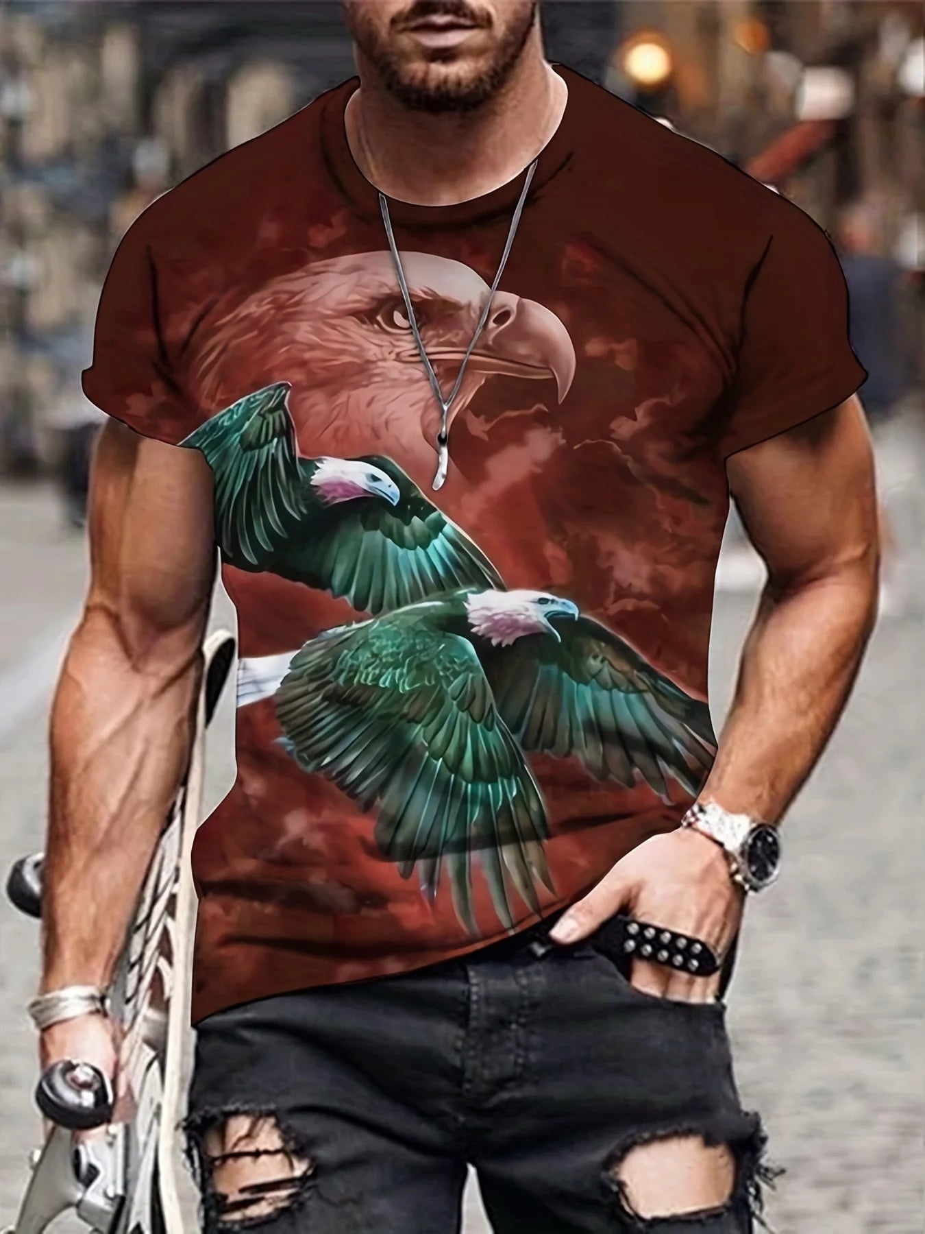 Fashion Eagle Graphic T-Shirts Luxury T-Shirt Summer Men's T-Shirts Casual Tops Short Sleeve T-Shirt 3D Printing Men’s Clothing