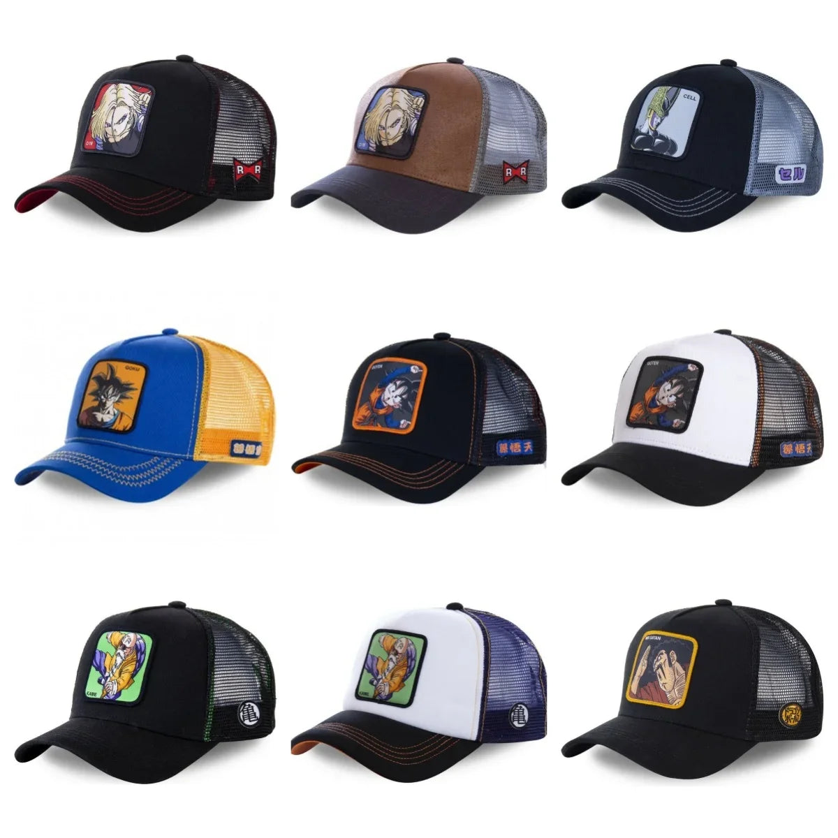 Boné de Basebol Dragon Ball Son Goku para Homem, com Bordado, Pala de Sol, Rede Trucker Ajustável, Estilo Hip-Hop para Viagens de Verão