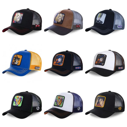 Boné de Basebol Dragon Ball Son Goku para Homem, com Bordado, Pala de Sol, Rede Trucker Ajustável, Estilo Hip-Hop para Viagens de Verão