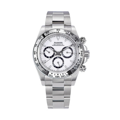 Sugess Panda Chronograph Movement Automatic Mechanical Chronograph Wristwatch Waterproof Diving Men Watches Ceramic Bezel Tona