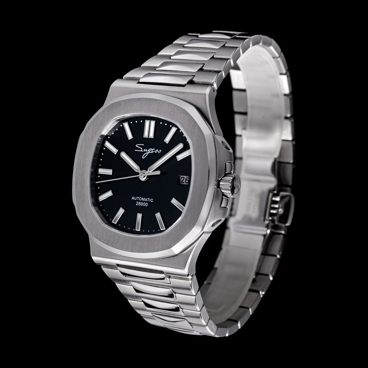 Sugess Man Watch Automatic Mechanical Wristwatches Miyota 9015 Movement MOP Dial Luminous Waterproof 5bar Bracelet Luxury S466