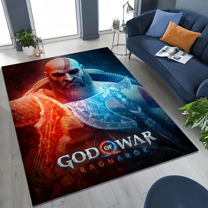 Classics God of War Kratos 3A Game Gamer Rug for Bedroom Living Room Sofa Home Doormat Decor, Large Kids Play Non-slip Floor Mat